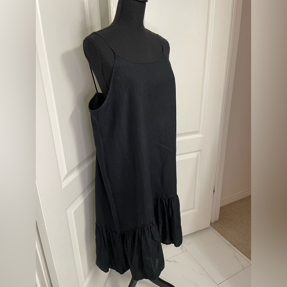 Bryn Walker Black pure linen sundress size M beach cruise vacation lunch